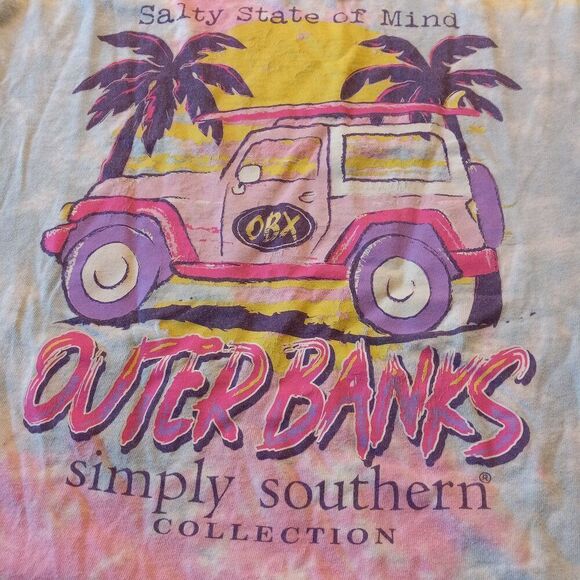 Simply Southern Collection XL Cotton Tie Dyed Short Sleeve Outer Banks T-shirt - Picture 1 of 9